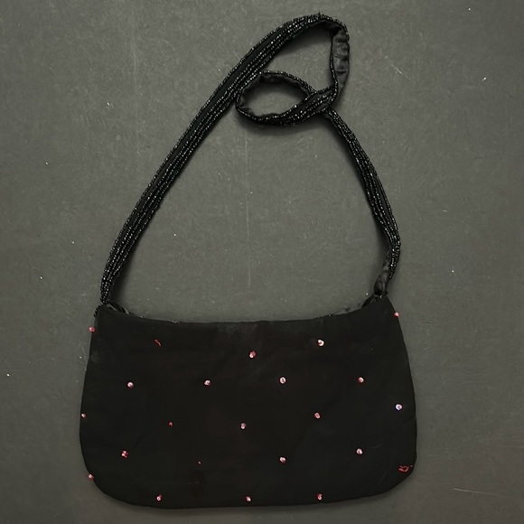 Express 90s Retro Style Black Beaded Women's Bag in Colorful Beads and Sequins - Picture 10 of 14
